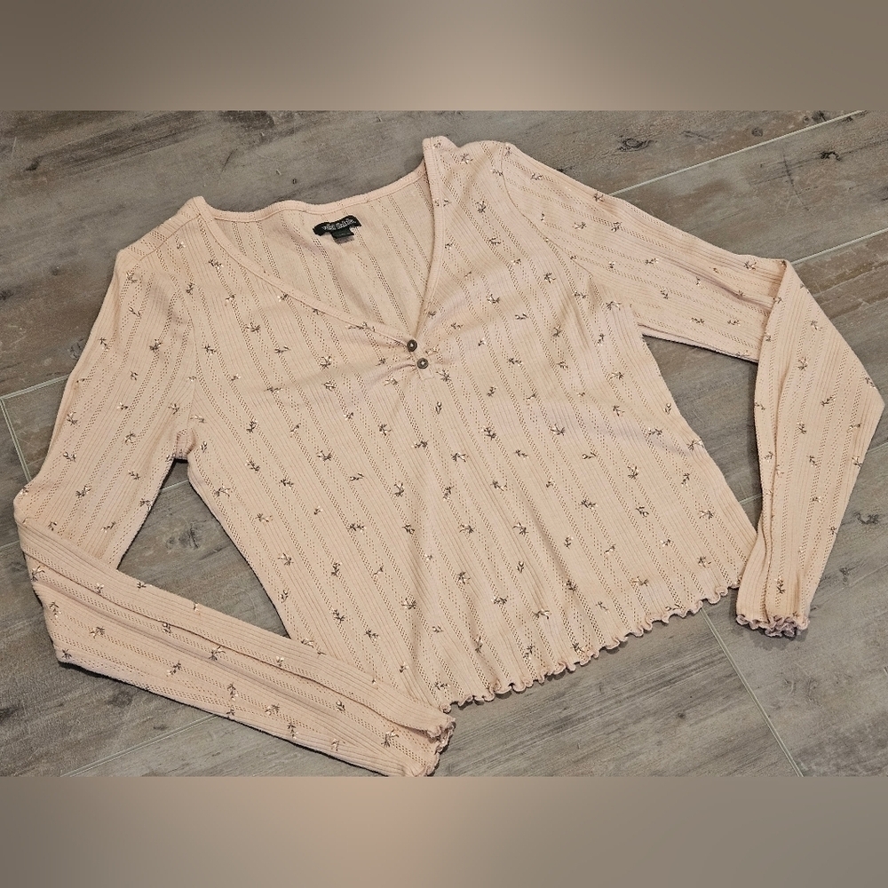 Wild Fable Pointelle Floral Long Sleeve Shirt